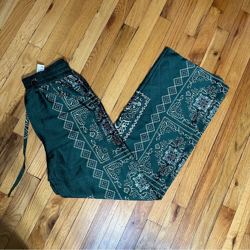 Zara Paisley pants (medium, green)